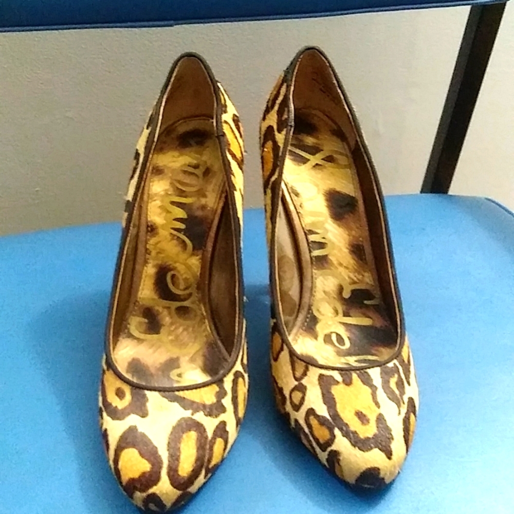 Sam Edelman Calf Hair Platform Yasmine Leopard Print Heels Size 5M